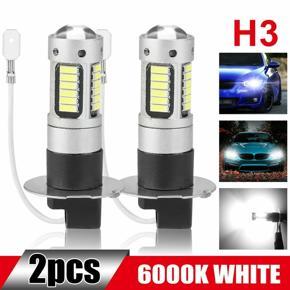 2Pcs H3 Super Bright LED Fog Driving DRL Light Bulbs Kit 6000K White 100W