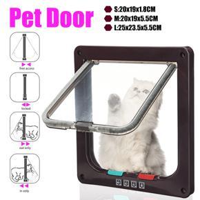 Pet Cat Door Free Entry and Exit Door Lockable Flexible Transparent Flip Door Design【Brown-Medium】 - [Brown, White]