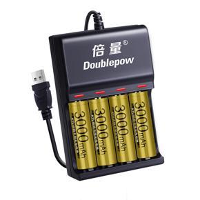 Doublepow UK83 USB LED Intelligent Rapid Charger With 4piece AA-3000mAh ni-mh battery combo pack