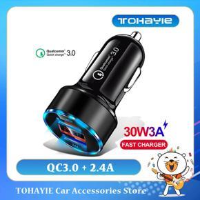 TOHAYIE Dual USB Fast Car Charger LCD Display 3.0 Quick Charge Power Auto USB Adapter for USB Charger