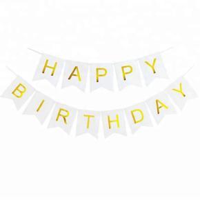 Paper Birthday Banner - White and Golden