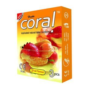 Coral Lubricated Natural  Condoms - 3pcs