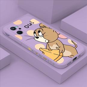 Hontinga for Realme 9i Back Cover Cute Cartoon Side Design Case Square Edge Liquid Silicone Phone Case