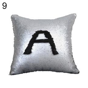 Letter Color Block Reversible Sequin Pillow Case Cushion Cover Sofa Bed Decor