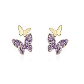 Fashionable Double Butterfly Stud Earring for Women Simple Gifts - Trendy Rhinestone Earrings Jewelry for Girls Simple Stylish