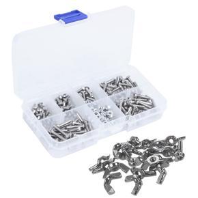 BRADOO- 250 Pcs Accessories: 20 Pcs Wing Nuts Butterfly Nuts Silver, M3x0.5Mm & 230 Pcs M3 Hex Hex Drive Button Head Socket Cap Bolts Screws Nuts Assortment Kit