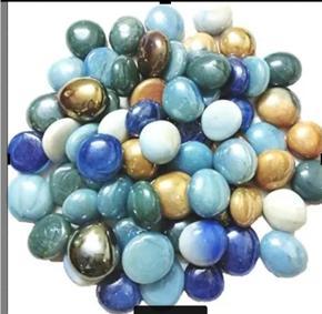Pebbles/gravels/Stone/Beads for Aquarium, Milky Multi-Coloured Round Glass, Table, vase, Fountain, Approx 8 Pieces