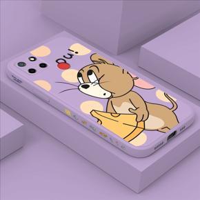 Hontinga for Realme C25S Case Side Design Cute Cartoon Mouse Back Cover Soft Square Edge Pattern Liquid Silicone Trend Phone Cases