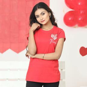 LADIES S/SLEEVE T-SHIRT - RED