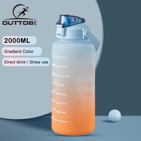 Outtobe 1200/2000ML Drink Bottles Large Capacity Cute Water Bottle Portable Straw Cup Gradient Color Big Drinking Cup Water Outdoor Travel Kettle Drink Jugs Shaker Bottle Travel Sports Fitness