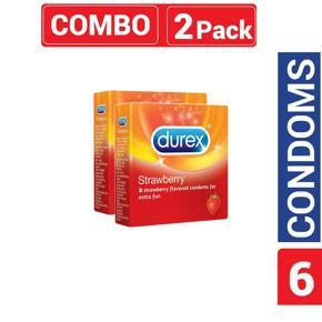 Durex - Strawberry Condom - Combo Pack - 2 Packs - 3x2=6pcs