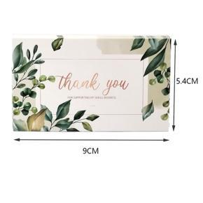 XHHDQES 180 Pcs Exquisite Thank You Cards with Green Leaves Design for Small Business Appreciation Card Gift Decoration Cards