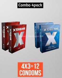 Xtreme Mix - 2 Pack Ultra Thin & 2 Pack 3in1 Premium Condom - Total 12 pcs Condom