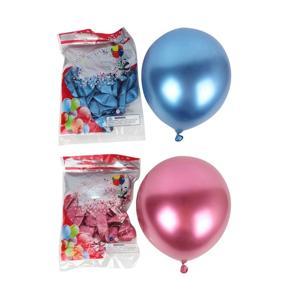 BRADOO- 100Pcs 10 Inch Metallic Latex Balloons Thick Chrome Glossy Metal Pearl Balloon Globos, 50 Pcs Blue & 50Pcs Red