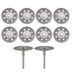 GMTOP 10pcs Diamond Cutting Wheels 22mm Diameter Cut Off Discs with 2pcs 3mm Mandrels Replacement for Dremel Rotary Tools