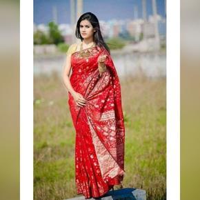 Red Half Silk Stylish Saree for Women