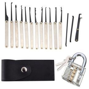 12 Pcs/Set Unlocking Lock Pick Tools Set Keys Repair Tool Key Extractor Transparent Practice Padlocks