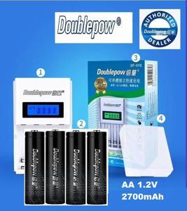 Doublepow 4 slots DP-K98 Intelligent Rapid LCD Charger with 4pcs DP-1.2V AA 2700mA Ni-MH Rechargeable Batteries