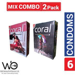 Coral Mix - 1 Pack Dotted Extra Time & 1 Pack Long-Lasting Extra Time Condom - 3x2=6pcs