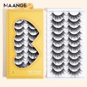 MAANGE Magefy 10 Pairs Mink False Eyelash Box soft Hair Make up Lashes Extension - Golden Box