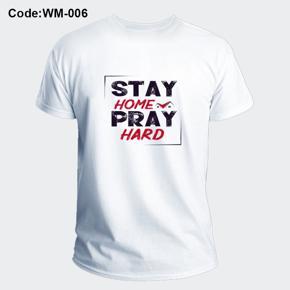 Stay Home White Half Sleeve T-Shirt For Men