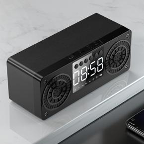 Leno Multi-Function Wooden Bluetooth Speaker LED Display Alarm Clock Retro Column Portable Subwoofer Music Center Support TF USB AUX