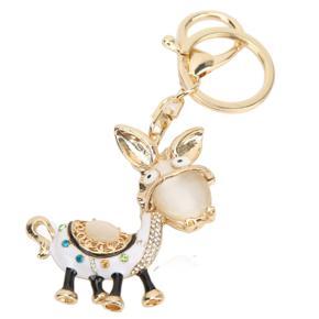 Himeng La Rhinestone Keychain Unique Cute Little Donkey Design Charm Ornament for Bag Car Pendant