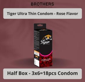Tiger Condom - Ultra Thin Condoms Rose Flavour - Half Box - 3x6=18pcs
