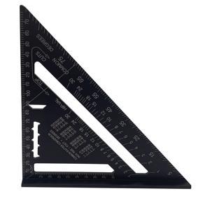 Aluminum Alloy Triangle Rulers 90 degrees 45 degrees Set Square 7in Black Metric Square Ruler