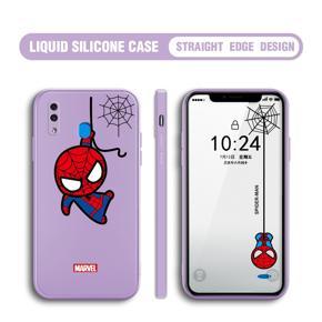 Hontinga for Samsung Galaxy A20 Case Cute Marvel Avengers Cartoon Spiderman Spider Man Phone Case Square Edge Silicone Cases Full Lens Cover Shockproof Protection Case