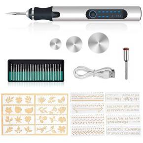 XHHDQES USB Engraving Pen, Rechargeable Engraver Etching Pen, Wood Engraving Kit for Glass Stone Jewelry Nails Ceramics