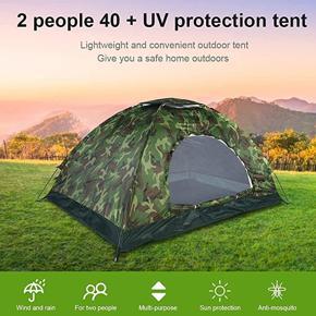 Alomejor Camping Tent 2 Person Family Tent Outdoor Waterproof Windproof Anti-UV Tent for Picnic Hiking