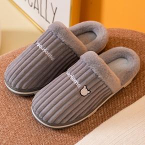 Warm Home Slippers For Men Winter Furry Plush Flip Flops Man Shoes Soft Foam Bedroom Slippers Women Couples Indoor Male Shoe