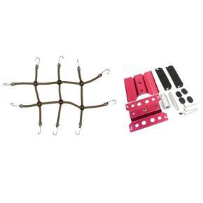 2 Set RC Car Part: 1 Pcs Elastic Climbing Car-Roof Luggage Net & 1 Set RC Car Workstation Work Stand Repair