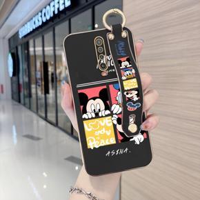 Hontinga for Xiaomi Poco X2 / Redmi K30 Back Cover With Wristband Luxury 6D Plating Cartoon Case Soft Silicone Square Phone Cases