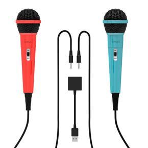 2pcs 3.5mm Wired Microphones Handheld Karaoke Mic with Dual 3.5mm Jack to USB Adapter for Nintendo Switch PS5 PS4 XBox One PC brand new and good quality