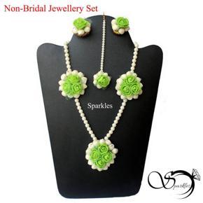 Exclusive Designer Artificial Flower Jewellery Set - Green