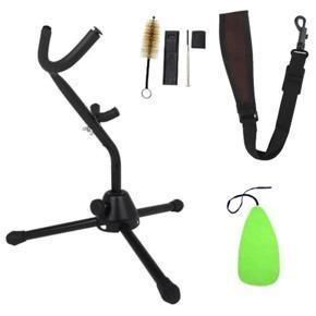 Saxophone Stand for Alto/Tenor with Saxophone Cleaning Kit&Soft Cotton Saxophone Strap Set