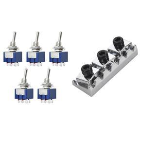 1 Set Electric Guitar String Locking Nut & 5 Pcs Electronic Guitar Toggle Switch