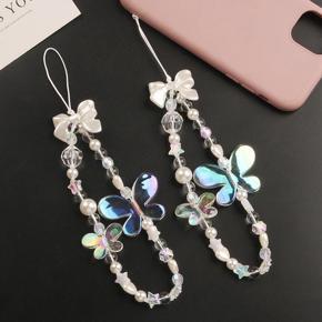 Butterfly Pearl Acrylic Beaded Mobile Phone Chain Strap Girls Phone Case Lanyard Sunlight Mall