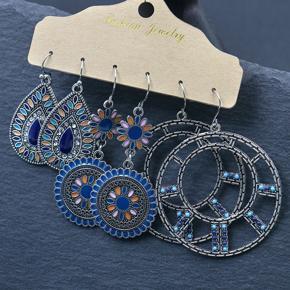 Trendy New 3 Pairs = 6 Pcs Vintage Antique Stud Bohemian Ethnic Dangle Drop Fashionable Stylish Simple Big Size Earrings Set for Girls Simple Stylish New Collection 2022/ Earrings for Women - Gifts fo