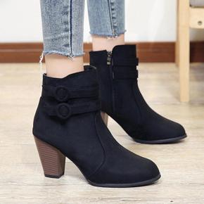 Women Belt Buckle Short Boots Knight Thick Heel Boots Shoes Ankle Boots All Region Free Shopping And Supportpayment