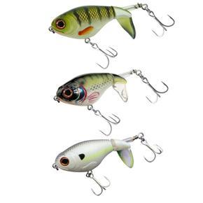 ARELENE 3PCS Bass Whoper Plopper Lures, Plopping Minnow with Floating Rotating Tail, Bass Fishing with Barb Treble Hooks