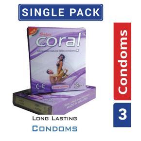 Coral - Long Lasting Lubricated Natural Latex Condom - Single Pack - 3x1=3pcs
