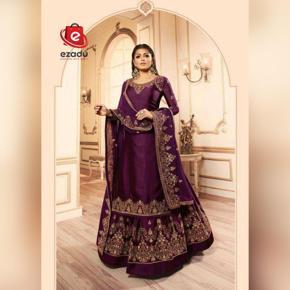 ahelia-Maroon Georgette Embroidery Work Party Wear Salwar Suit / Party Dress for Women