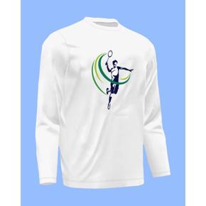 Badminton 2 White long Sleeve T-Shirt For Men