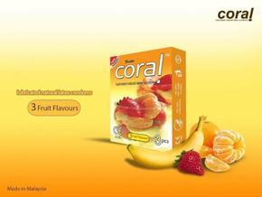 Coral Lubricated Natural 3 Fruits Flavors Condoms - 3pcs or 3 time use