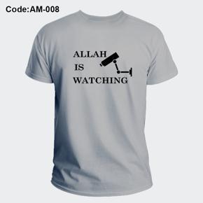 Allah Is Watching Ash Half Sleeve T-Shirt For Men