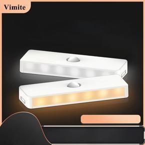 Vimite LED Body Motion Sensor Night Light USB Rechargeable Magnetic Bedroom Lights Eye Protection Table Lamps for Cabinet Bathroom Living Room Corridor Warm White