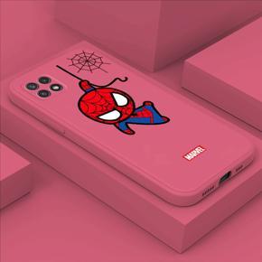 Hontinga for Samsung Galaxy A22 5G Back Cover Cartoon Spiderman Cases Square Edge Liquid Silicone Phone Case